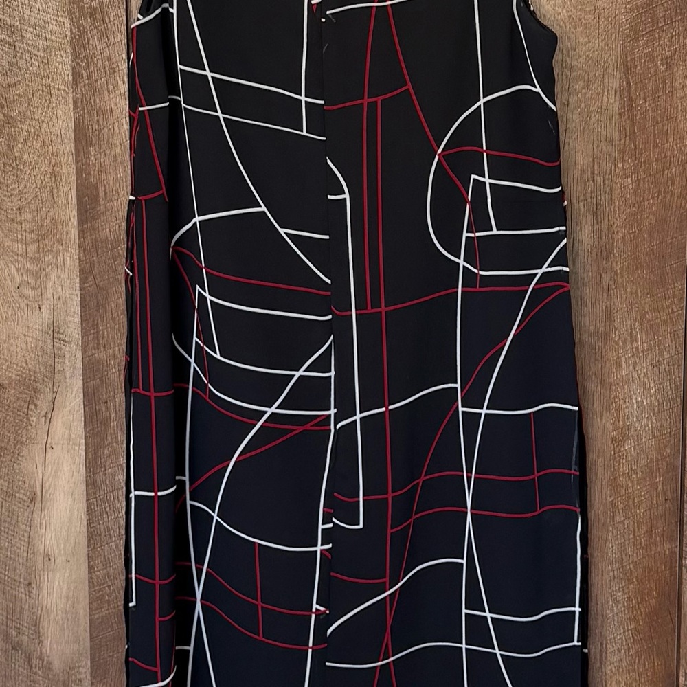 Alfani Black Dress with Red and White Geometric Design - Picture 9 of 12